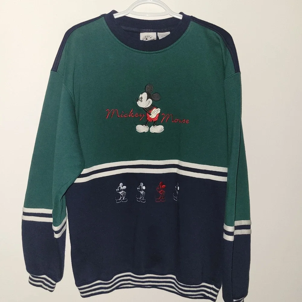Vintage Mickey & Co‎ Blue Green Size Large Sweatshirt Brazos Sportswear 90's